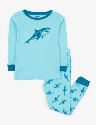 Leveret Kids'  Two-piece Printed Cotton Pajamas, Stripes, Animals & Characters In Blue