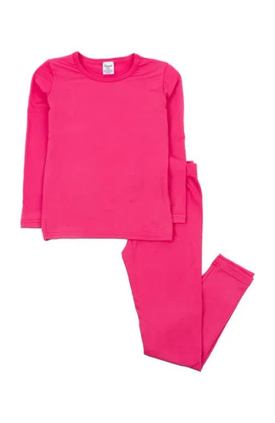 Leveret Two-piece Thermal Long Sleeve Solid Pajamas In Pink