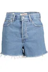 Levi&#039;s Chic Fringed Hem Denim Shorts In Light Blue In Blue