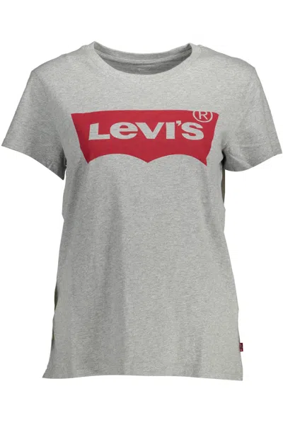 Levi&#039;s Chic Gray Logo Print Tee For Casual Elegance