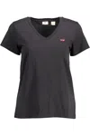 Levi&#039;s Chic V-neck Cotton Tee With Emblematic Appeal