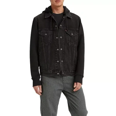 Levi 's Hybrid Hoodie Mens Denim Hooded Lightweight Trucker Jacket In Black
