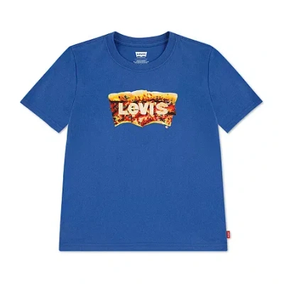 Levi Kids' 's Little Boys Crew Neck Short Sleeve Regular Fit Graphic T-shirt In Blue