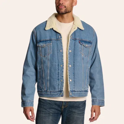 Levi 's Men's Light Stonewash Denim Sherpa Trucker Jacket In Lt Stonewash