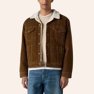 Levi 's Men's Type Iii Brown Corduroy Sherpa Trucker Jacket