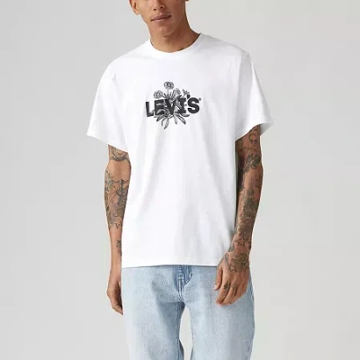 Levi 's Mens Crew Neck Short Sleeve Relaxed Fit Graphic T-shirt In White