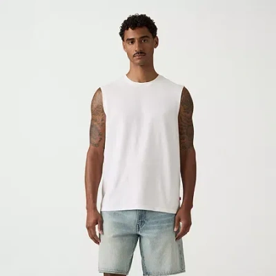 Levi 's Mens Crew Neck Sleeveless Muscle T-shirt In White