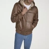 Levi 's Mens Faux Leather Hooded Midweight Coat In Brown