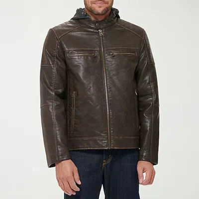 Levi 's Mens Faux Leather Hooded Midweight Jacket In Brown