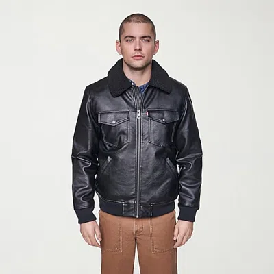Levi 's Mens Faux Leather Midweight Jacket In Black