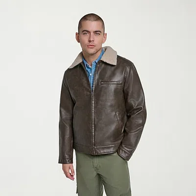 Levi 's Mens Faux Leather Midweight Jacket In Brown
