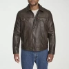 Levi 's Mens Faux Leather Midweight Trucker Jacket In Brown