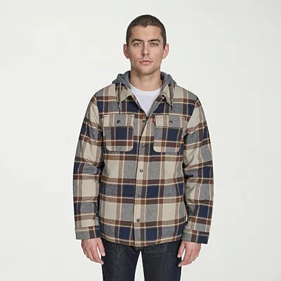 Levi 's Mens Hooded Midweight Shirt Jacket In Blue