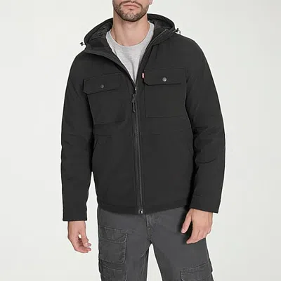 Levi 's Mens Hooded Weather Resistant Midweight Softshell Jacket In Black