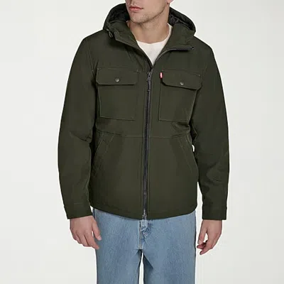 Levi 's Mens Hooded Weather Resistant Midweight Softshell Jacket In Green