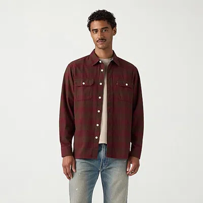Levi 's Mens Long Sleeve Regular Fit Flannel Shirt In Burgundy