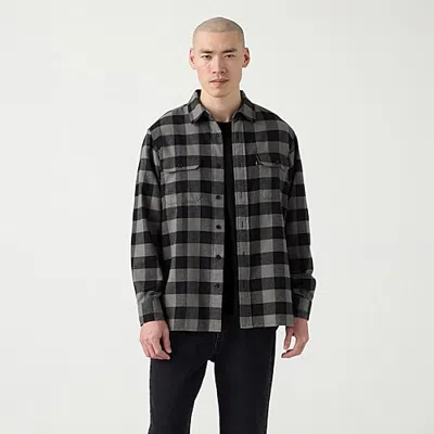 Levi 's Mens Long Sleeve Regular Fit Flannel Shirt In Gray