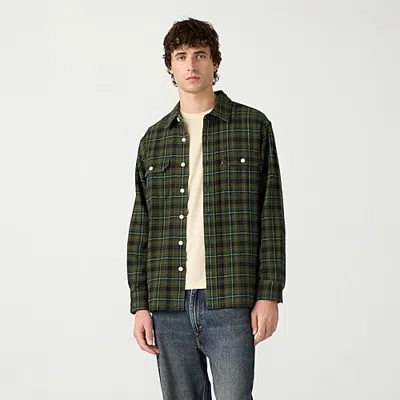 Levi 's Mens Long Sleeve Regular Fit Flannel Shirt In Green