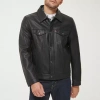 Levi 's Mens Midweight Faux Leather Trucker Jacket In Black