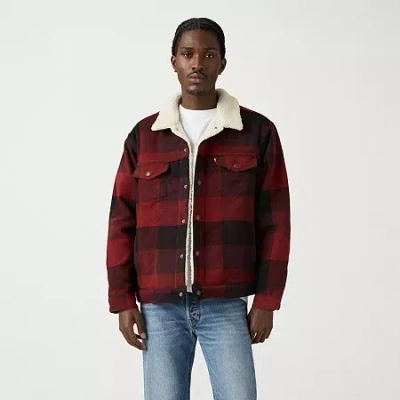 Levi 's Mens Sherpa Trucker Jacket In Red