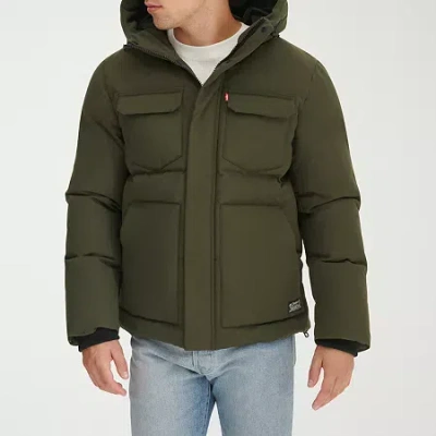Levi 's Mens Water Resistant Heavyweight Puffer Parka In Green