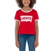 Levi 's Retro Ringer Big Kid Girls Round Neck Short Sleeve Regular Fit Graphic T-shirt In Red