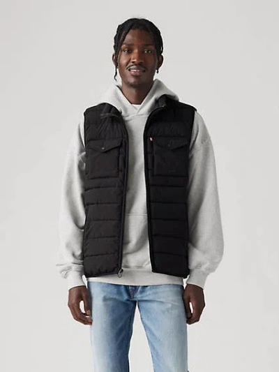 Levi's 2 Chest Pocket Lightweight Quilted Vest In Black