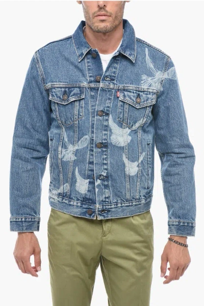 Levi's 3.paradise Trucker Denim Jacket With Dove Pattern In Blue