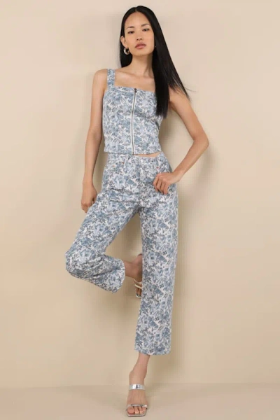 LEVI'S 501 90'S ANKLE MEDIUM WASH FLORAL MID-RISE STRAIGHT-LEG JEANS