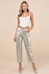 Levi's 501 '90s Ankle Light Wash Metallic Coated Straight Leg Jeans In Blue