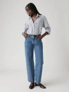 Levi's Ribcage Medium Wash Wide-leg High Waisted Denim Jeans In Shout Out Stone