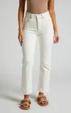 Levi's Levis Womens Ecru Booper No Damage 501 Cropped Straight-leg High-rise Jeans In White