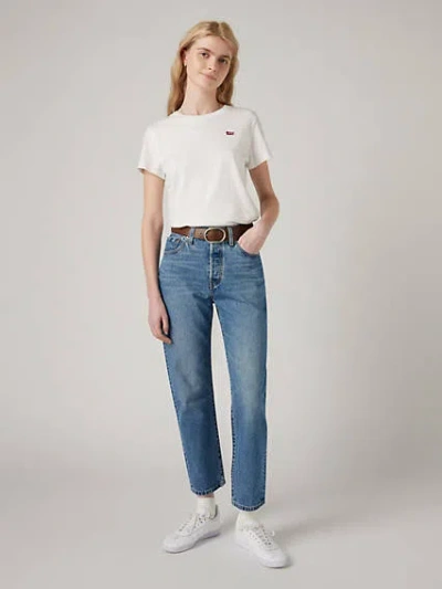 Levi's 501 Crop Jeans In Worn In Medium Indigo