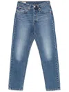Levi's '501' Cropped Jeans In Blue Denim In Blue