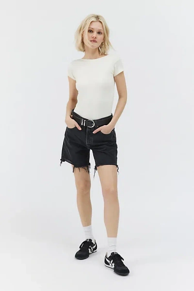 Levi's 501 Mid-thigh Cutoff Denim Short In Black, Women's At Urban Outfitters