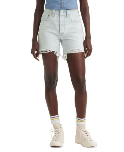 Levi's 501 Mid-thigh High Rise Straight Fit Denim Shorts In Fade Off
