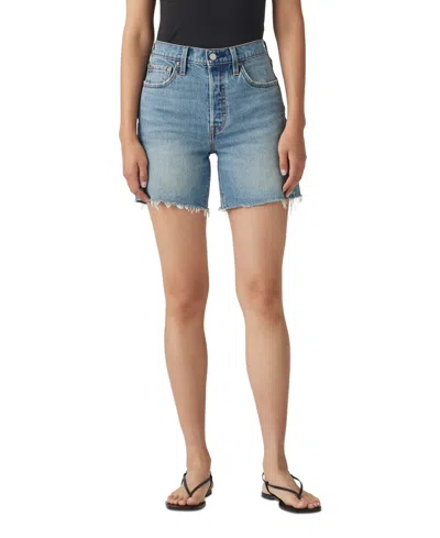 Levi's 501 Mid-thigh High Rise Straight Fit Denim Shorts In Ticked And Untied