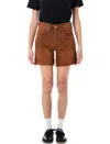 Levi's High Rise Baggy Cotton Linen Shorts In Scraped Brown