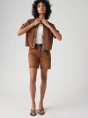Levi's 501 Original High Rise Mid Thigh Jean Shorts In Scraped Sorrel Horse