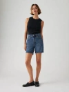 Levi's Blue High Rise Baggy Linen+ Lightweight Denim Shorts In Blue