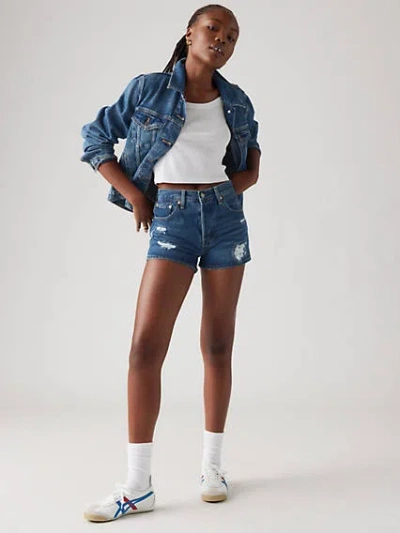 Levi's 501 Original Fit High Rise Women's Shorts 24 In Broken Midnight