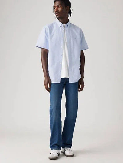 Levi's Authentic Tonal Logo Button Down Oxford Shirt Relaxed Fit In Blue