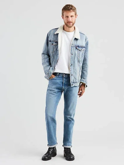 Levi's 501 Stretch Button Fly Original-fit Straight-leg The Ben Jean In Light Blue