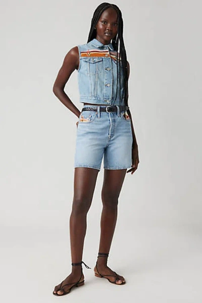 Levi's 501 Original High Rise Mid Thigh Jean Shorts In Blue