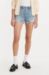 Levi's 501 Distressed High-rise Denim Shorts In Vague Finish