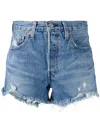Levi's 501 Original Womens Button Fly High Rise Cutoff Shorts In Blu