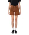 Levi's High Rise Baggy Cotton Linen Shorts In Brown