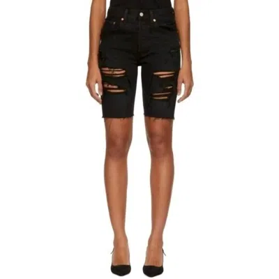 Levi's 501 Slouch Ripped Black Button Fly Jeans