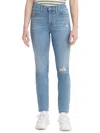 LEVI'S 724 WOMENS HIGH RISE DISTRESSED STRAIGHT LEG JEANS