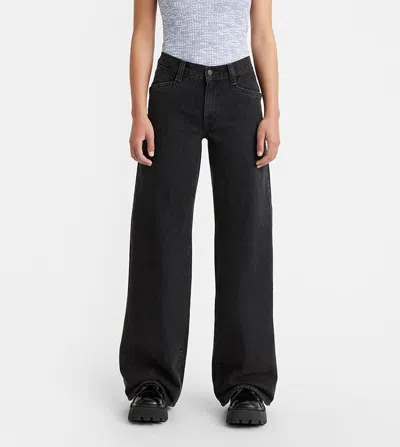 Levi's 94 Jeans Womens 26x31 Black Denim Cotton Flat Front Baggy Wide Leg Erk377 (black,regular,26)
